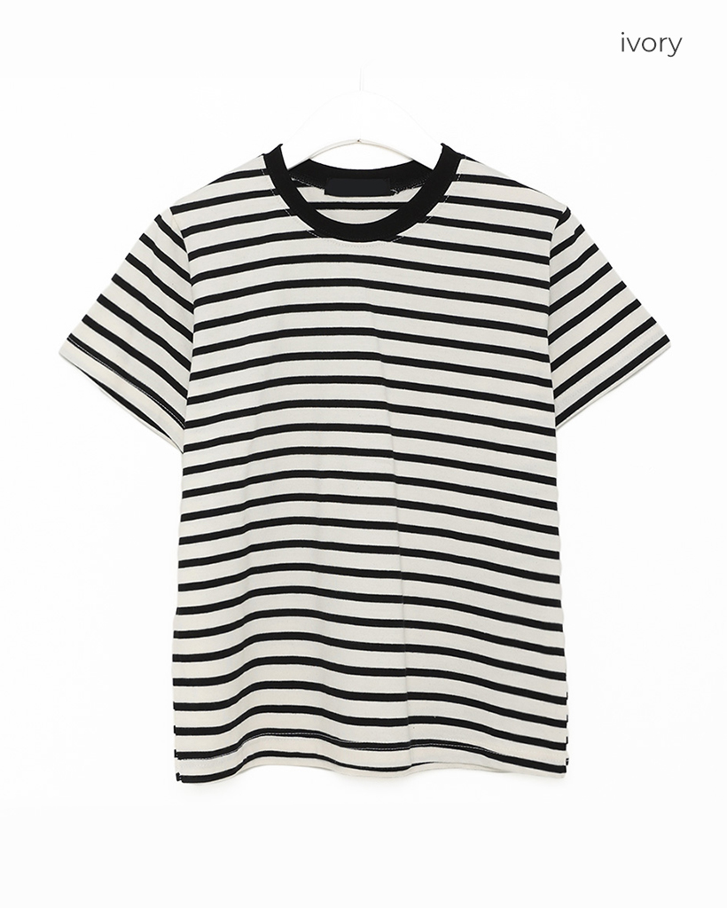 yumeページ　MHL. ボーダーTシャツカーキ・アイボリー2枚セット 2337571979847-01.jpg