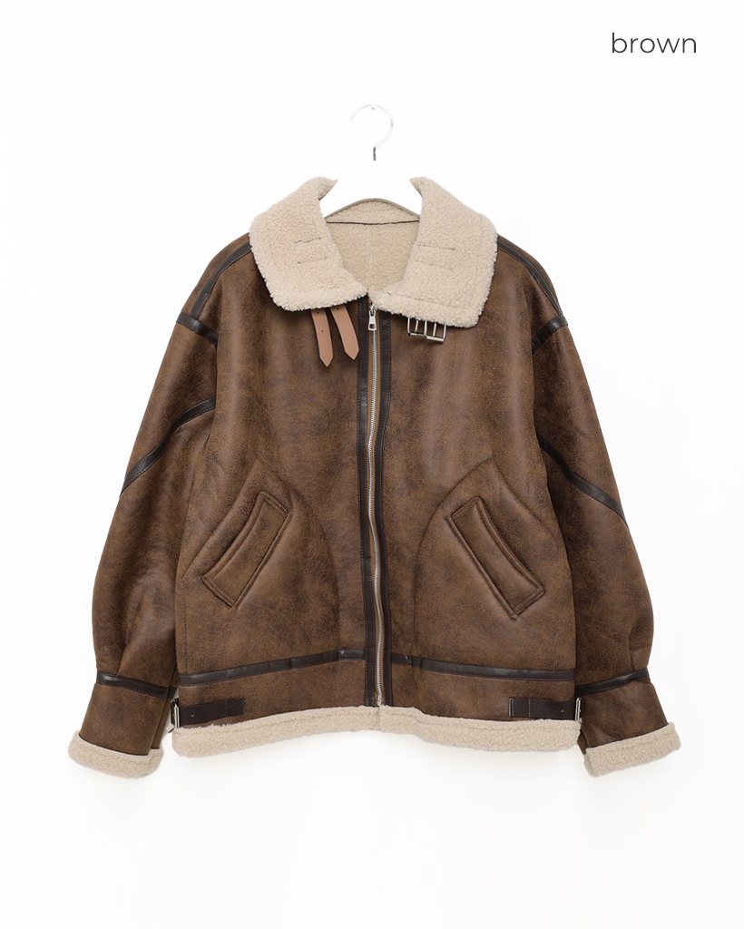 フェイクレザーフリースムートンジャケット | ファッション通販サイト NUGU