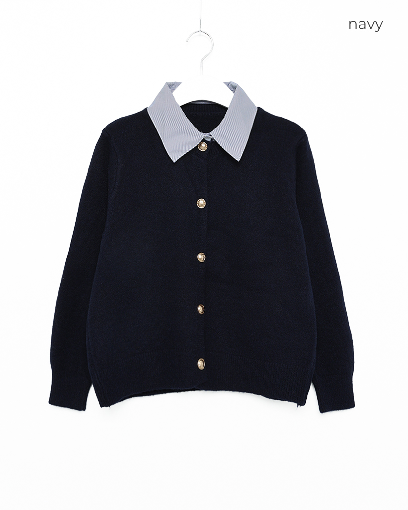 ゴールドボタンシャツレイヤードカーディガン | ファッション通販