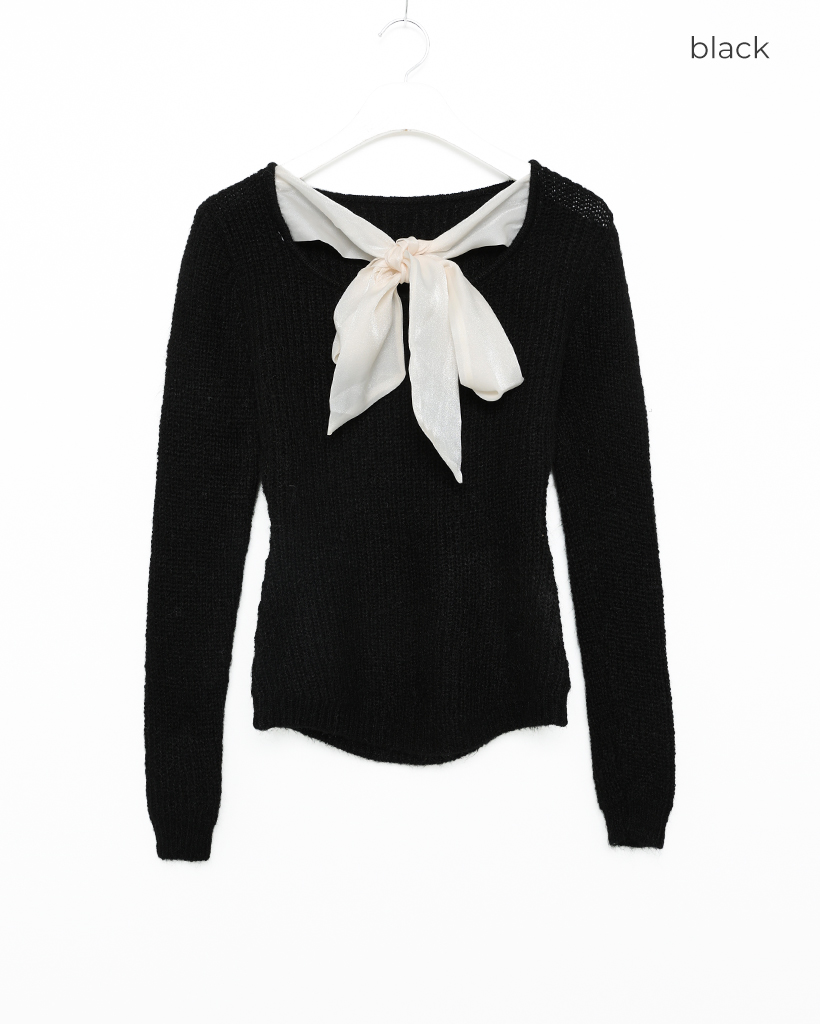 2wayネックリボンポイント長袖ニット | ファッション通販サイト NUGU