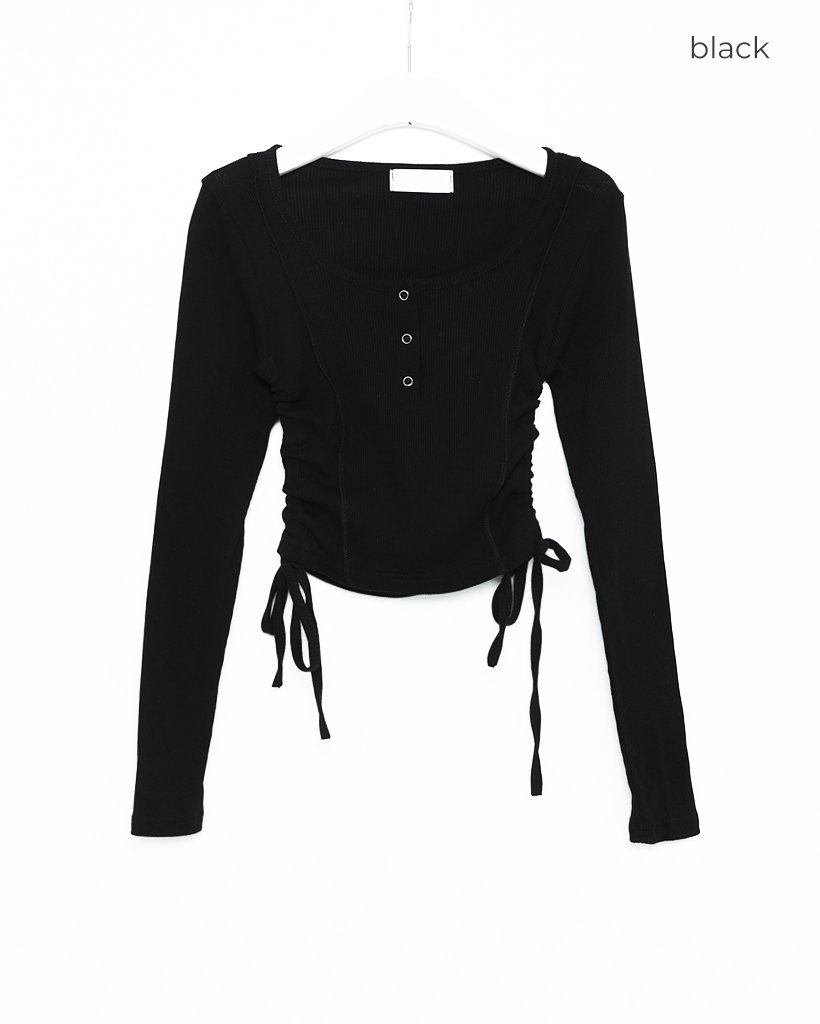 クロップドヘンリーネックトップス | ファッション通販サイト NUGU