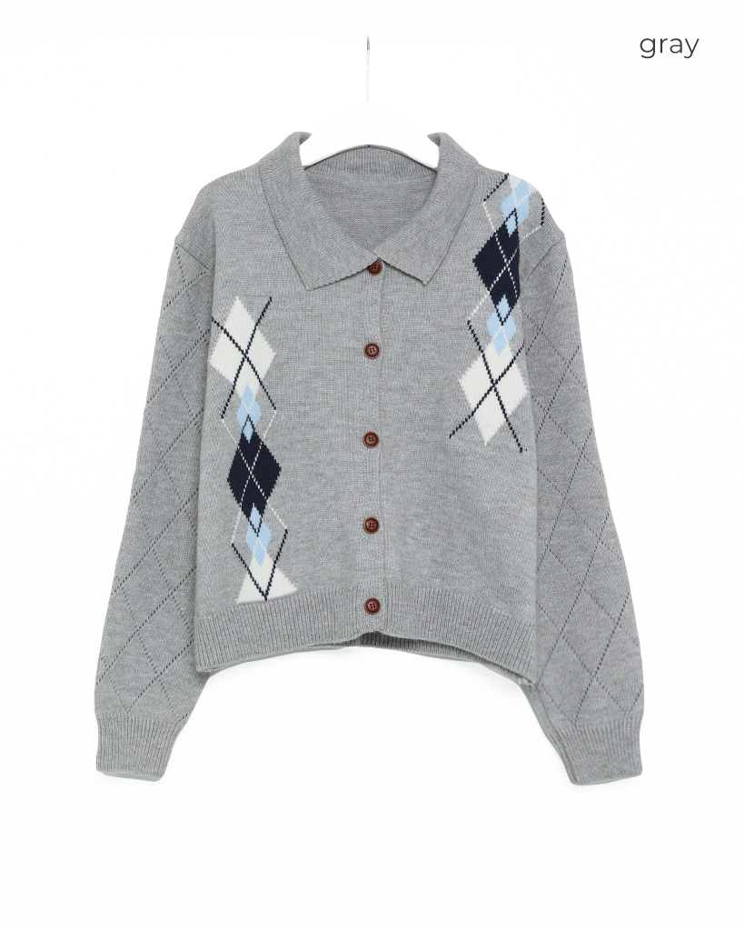 アーガイルニットカーディガン | ファッション通販サイト NUGU