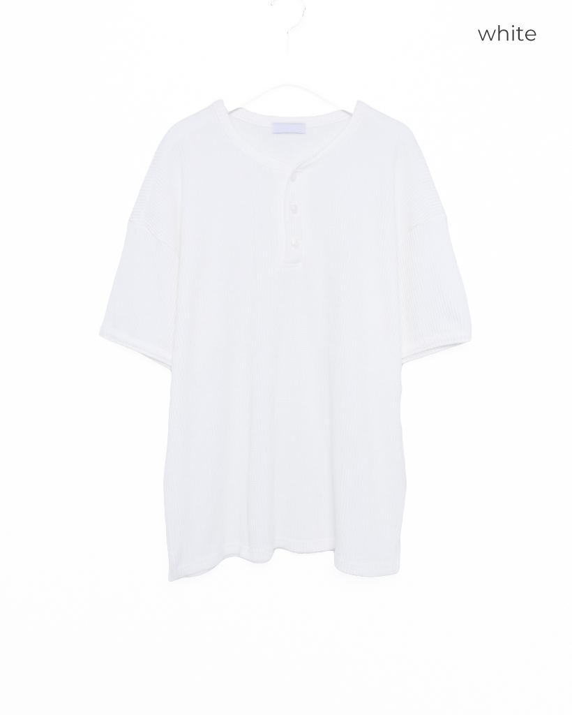 Cracker タイダイヘンリーネックT XS forksy.】ワッフルヘンリーネック配色ステッチロンT forksy