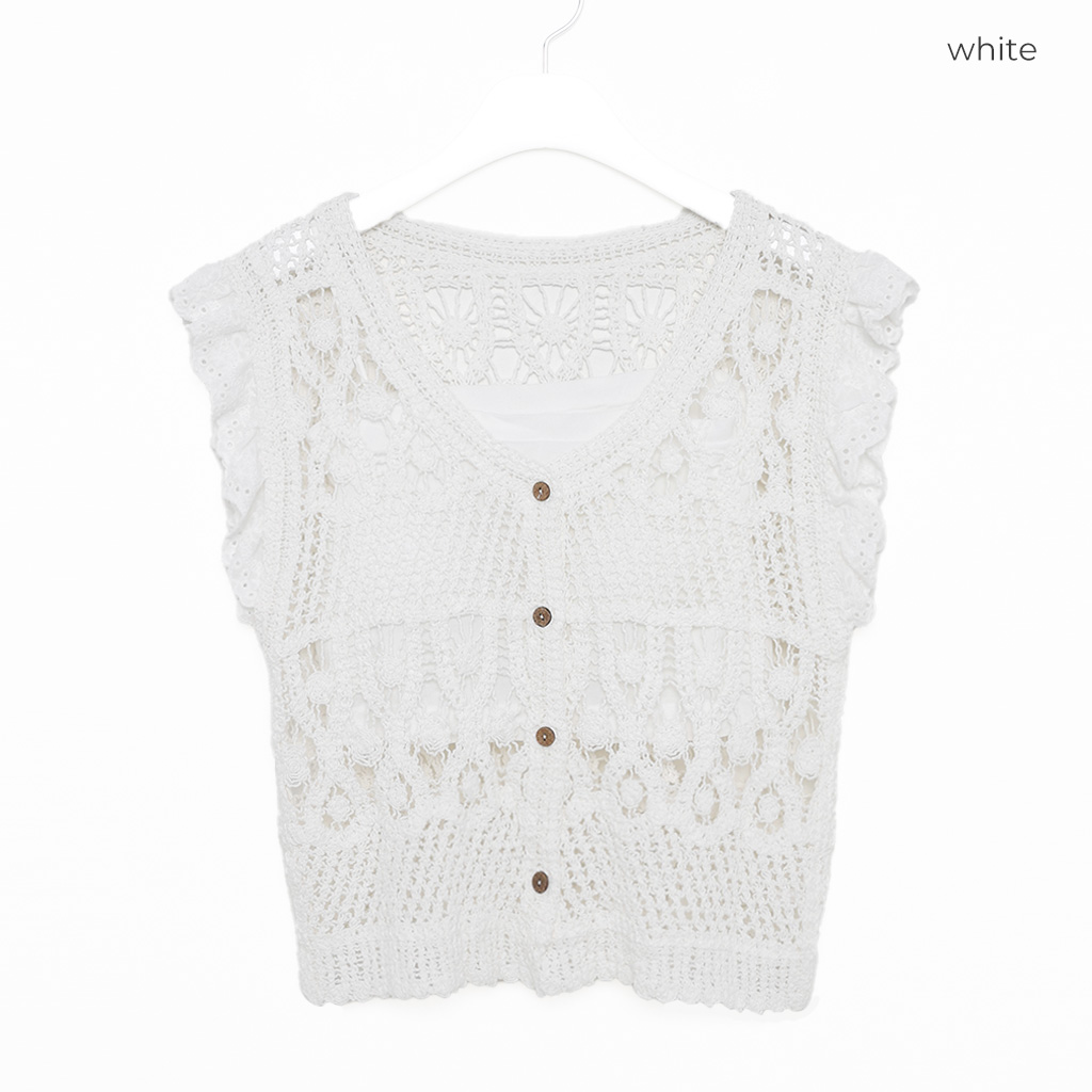 ニットベストキャミソール セット ボヘミアンパンチングニットベストキャミソールセット