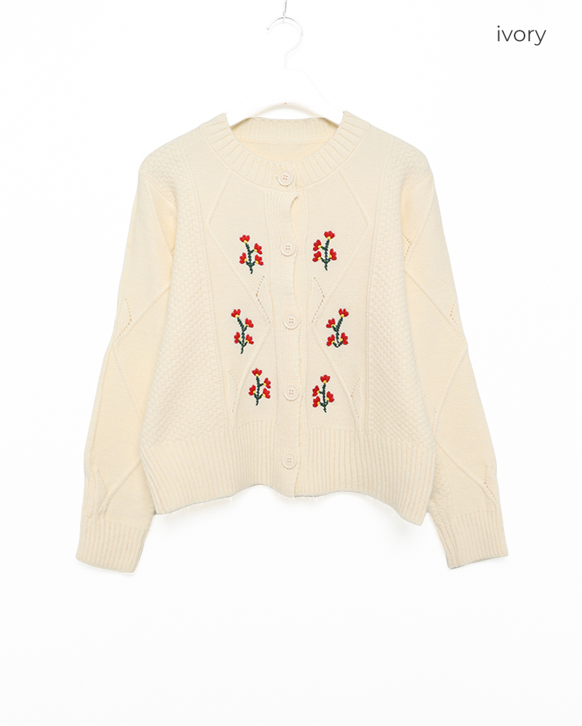 フラワーステッチニットカーディガン | ファッション通販サイト NUGU