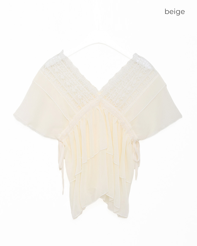 Vネックフリルブラウス | ファッション通販サイト NUGU