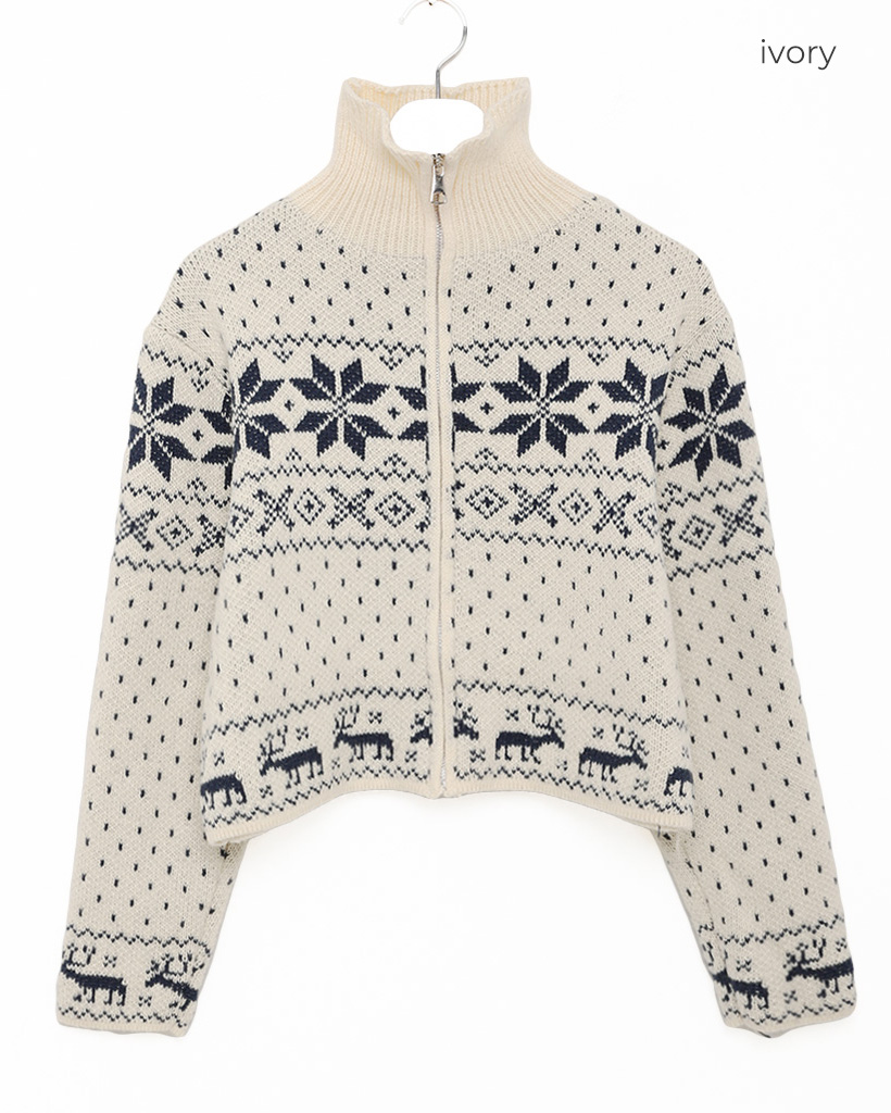 アイスランド製　フワフワ生地　ノルディック　ニットジャケット ノルディックスノーフレークニットジャケット | ファッション通販