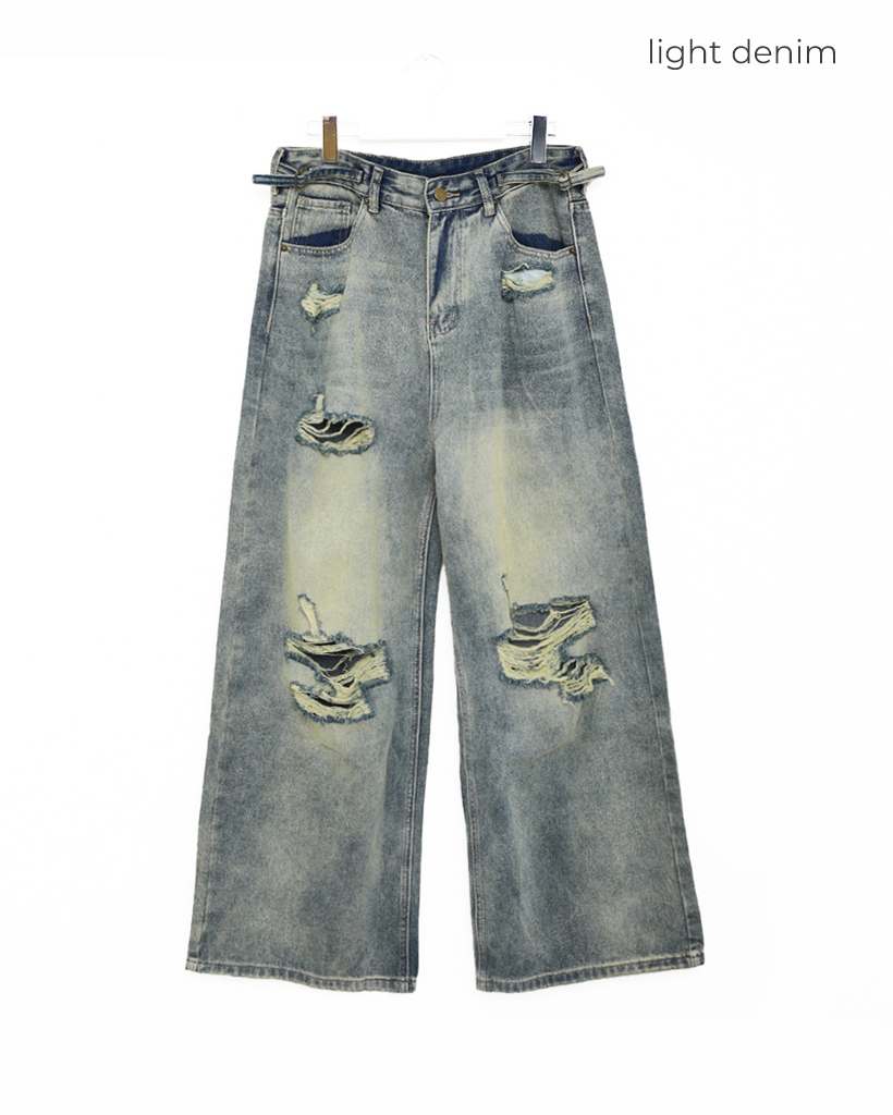 ヌーディージーンズ　ライトブルーダメージデニムパンツ　size 33/30 ヌーディージーンズ ライトブルーダメージデニムパンツ size 33