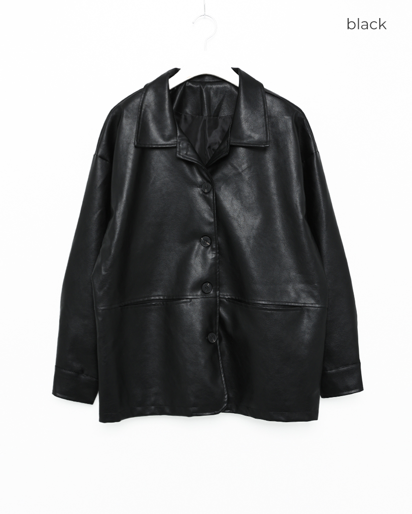 黒 レザー ジャケット ルーズフィット オーバーフィットルーズレザージャケット | ファッション通販サイト NUGU