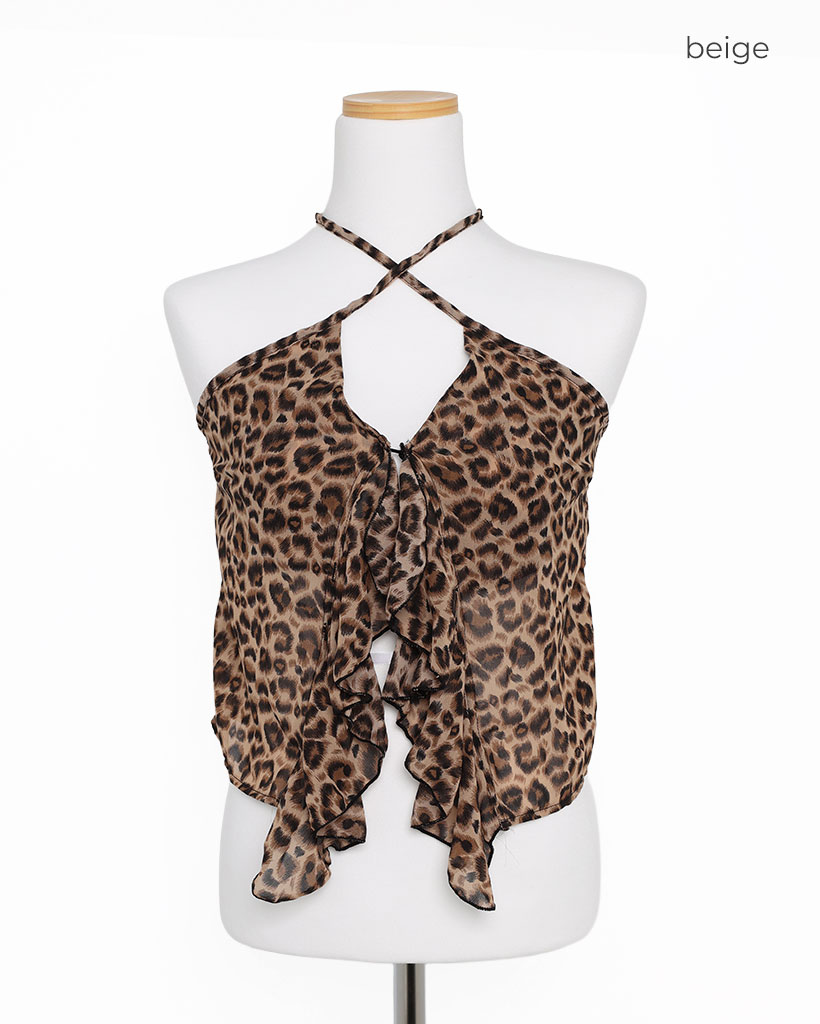 ヒョウ柄フリルキャミソール | ファッション通販サイト NUGU