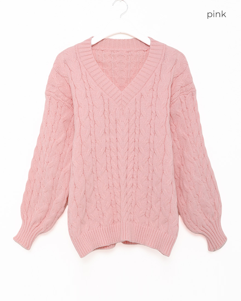 Munsingwear ピンク ケーブルニット Lサイズ ケーブルリブヘムオーバーサイズニット | ファッション通販