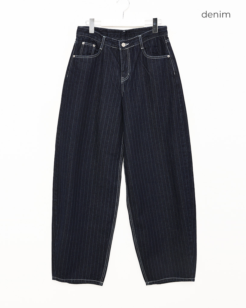 M225 30インチ　ハフ　ワイドデニムパンツ　ステッチ ストレッチデニムワイドパンツ（52-52PK79-205）｜おにぎり