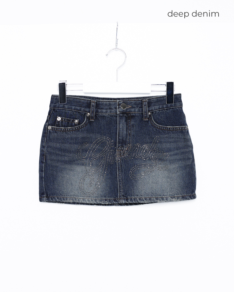 【3月】Guri キュービックレタリングデニムミニスカート | ファッション通販