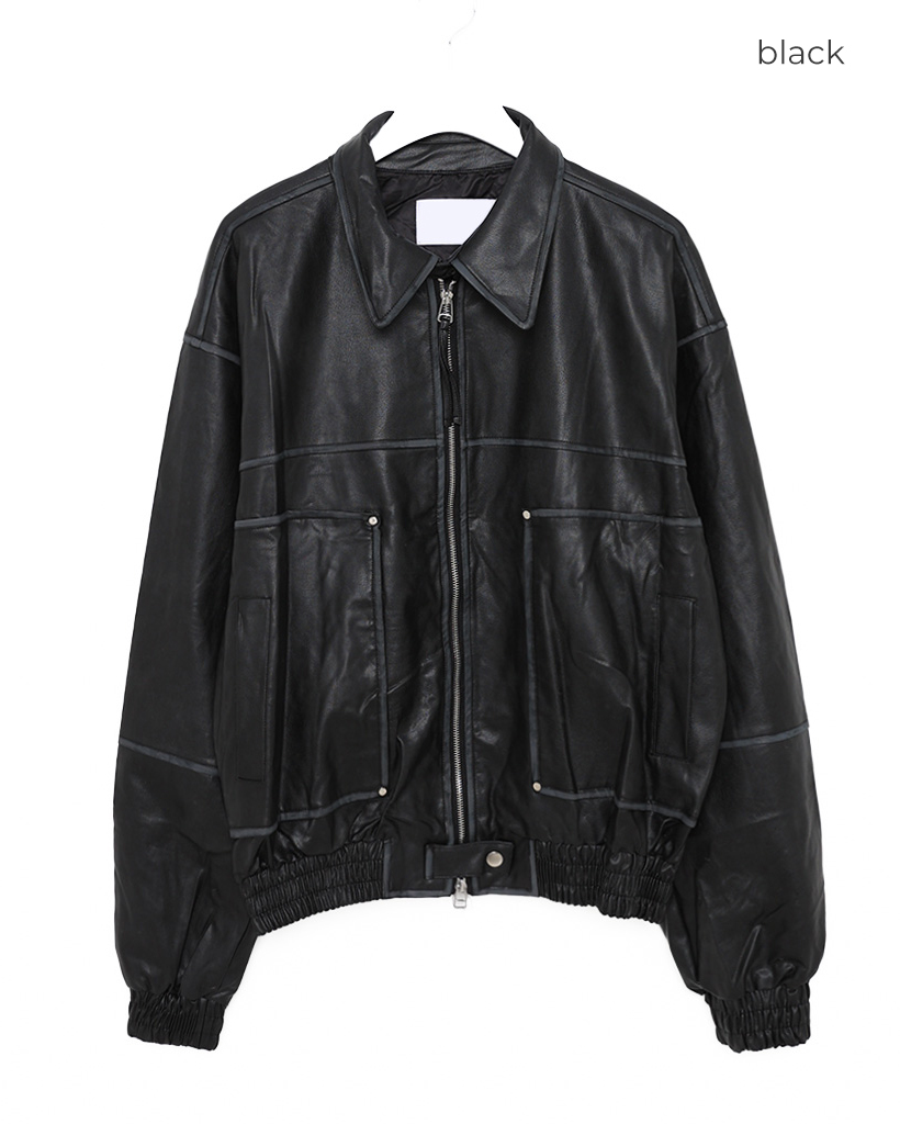 ヴィンテージウォッシュフェイクレザージャケット | ファッション通販