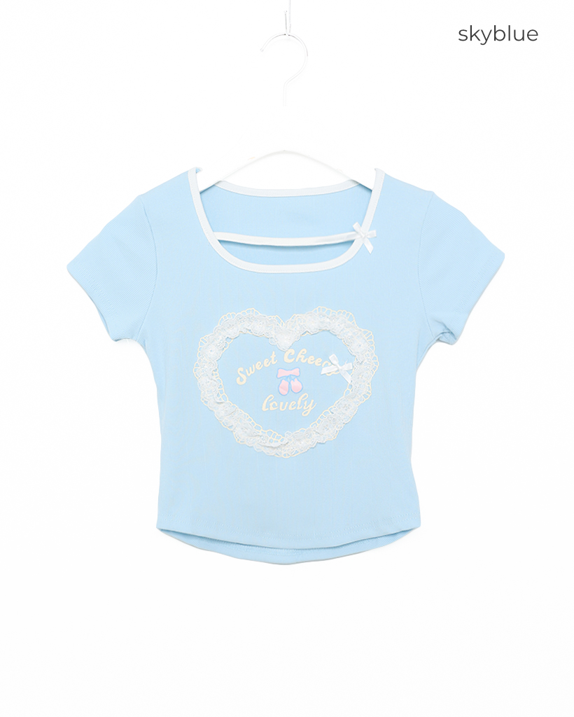 レースハートクロップドTシャツ | ファッション通販サイト NUGU