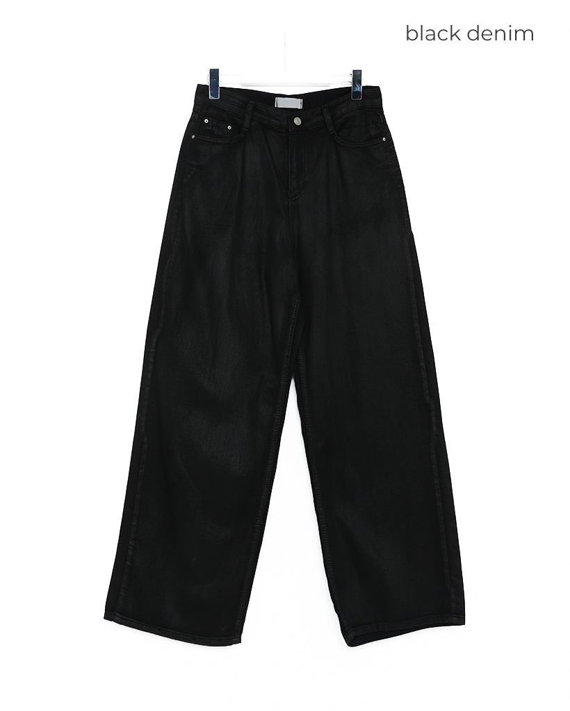 コーティングブラックバギーデニムパンツ | ファッション通販サイト NUGU