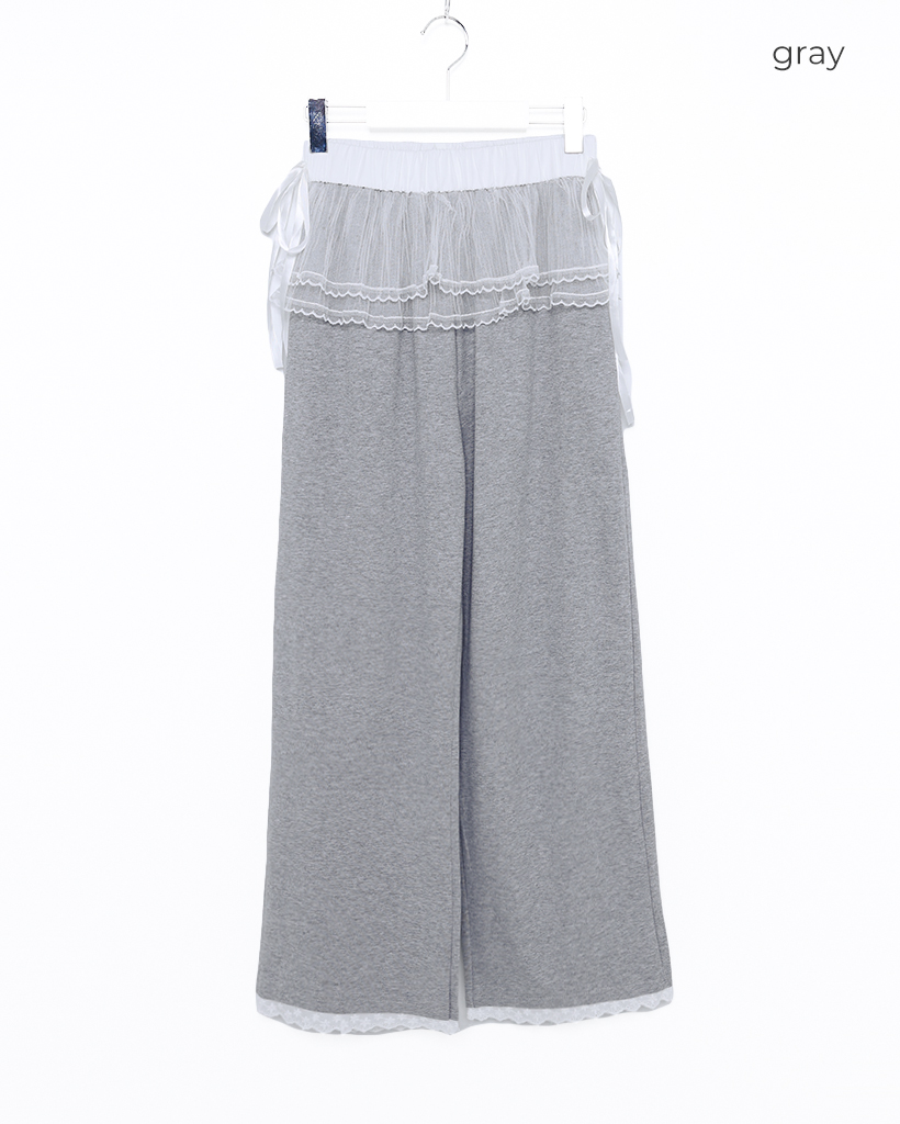 レースレイヤードスウェットパンツ | ファッション通販サイト NUGU