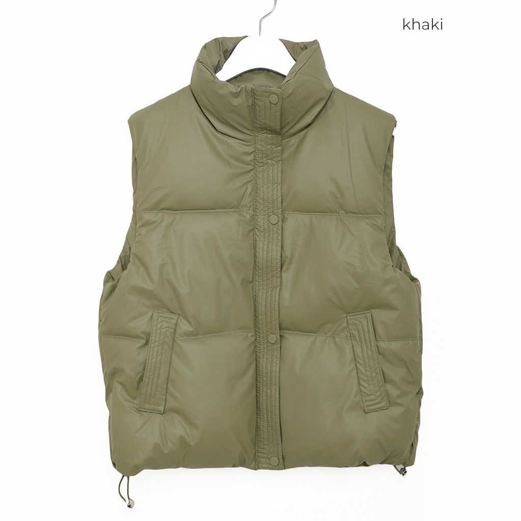 クオドロ quadro ダウンベスト ベージュ XS XGFDV01J3 フェイクファー付き グースダウン ベスト