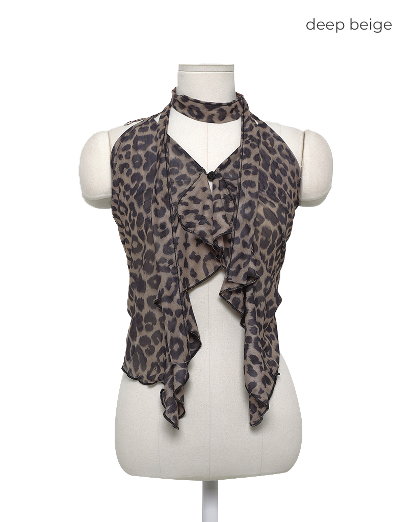 ヒョウフリルノースリーブ | ファッション通販サイト NUGU