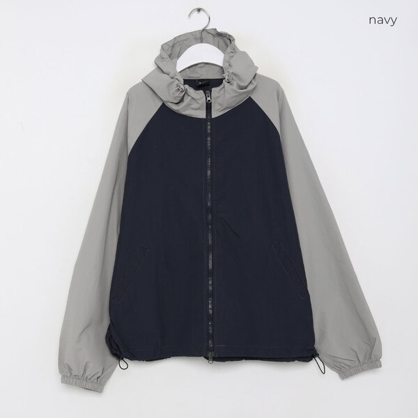 ユニセックス)ラグランディテールフード付きマウンテンパーカー