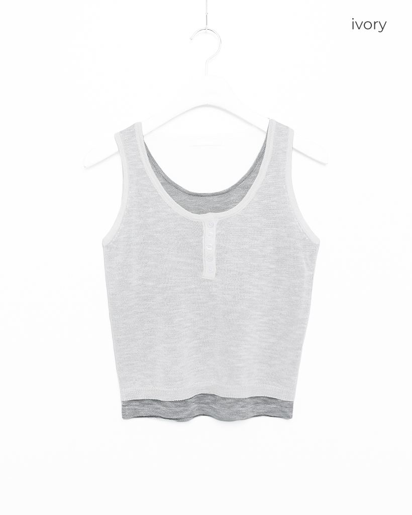 ハーフボタンレイヤードスリーブレス | ファッション通販サイト NUGU