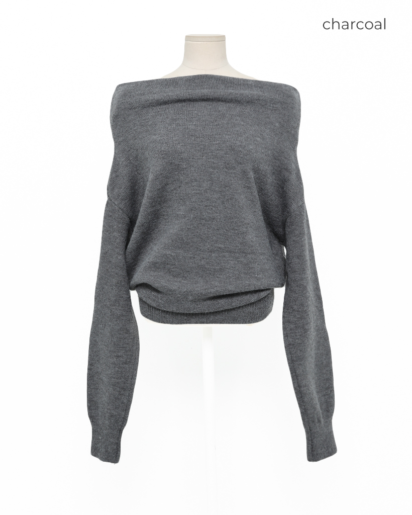 シンプルオフショルダー長袖ニット | ファッション通販サイト NUGU