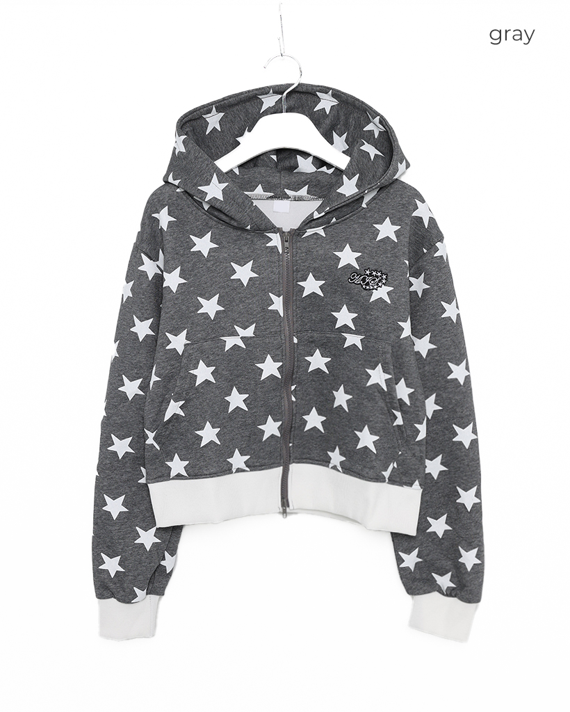 スターパターンクロップドフードジップアップ | ファッション