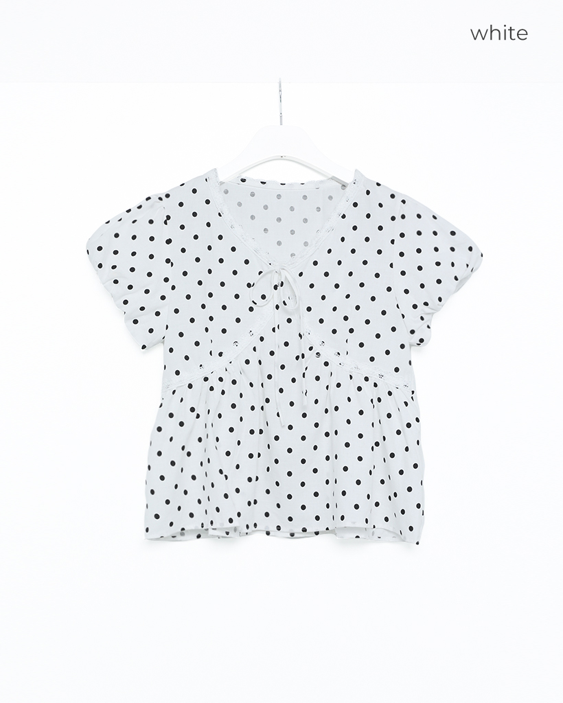 【モモNOもも】タオ tao リボン ドット ブラウス ホワイト モモNOもも様専用】タオ tao リボン ドット ブラウス ホワイト