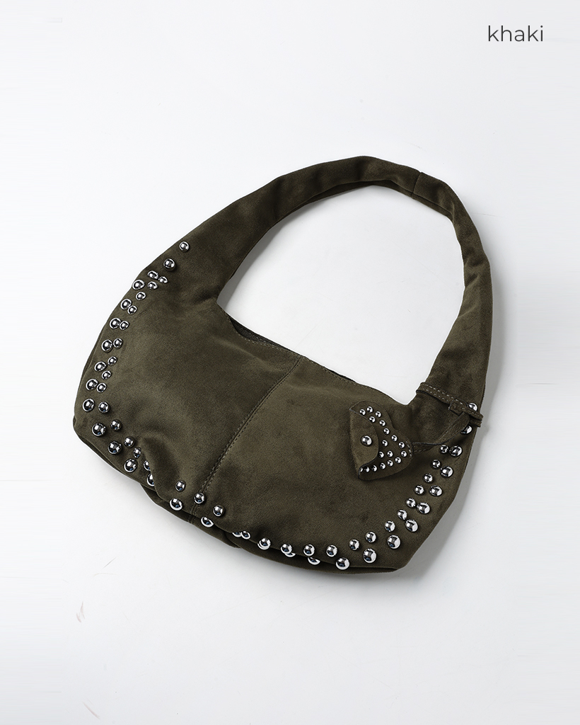 スタッズ付きスエードショルダーバッグ | ファッション通販