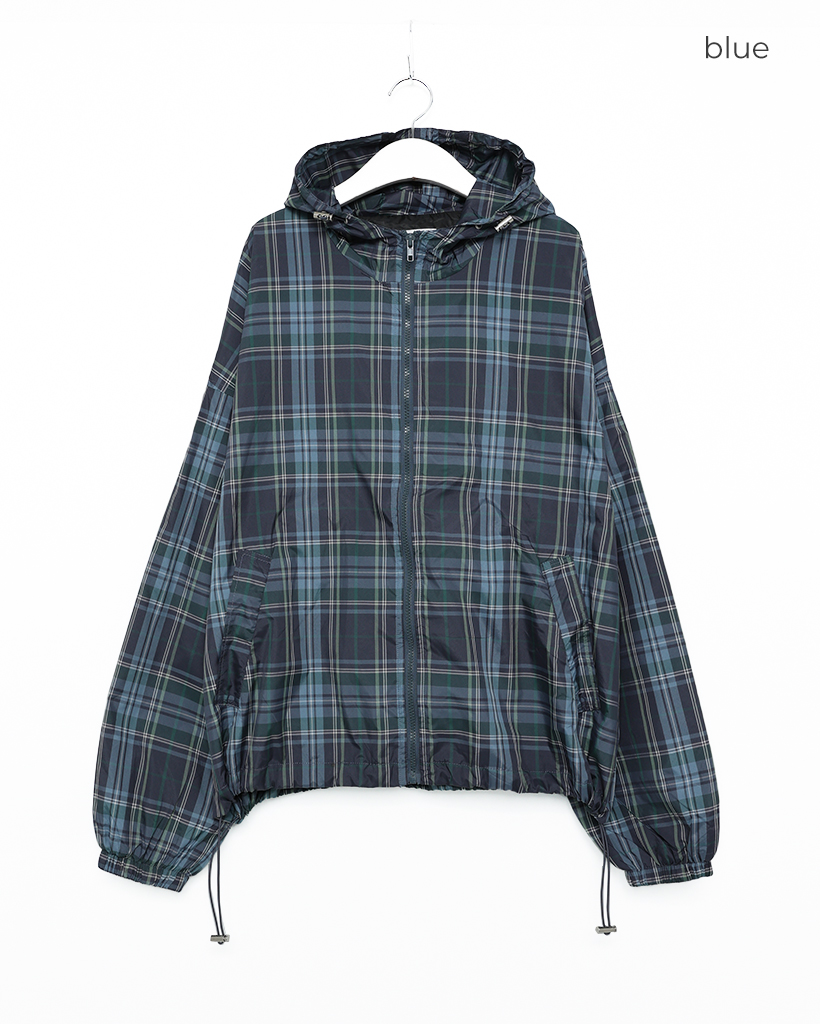 チェックパターンフーディーウインドブレーカー | ファッション通販