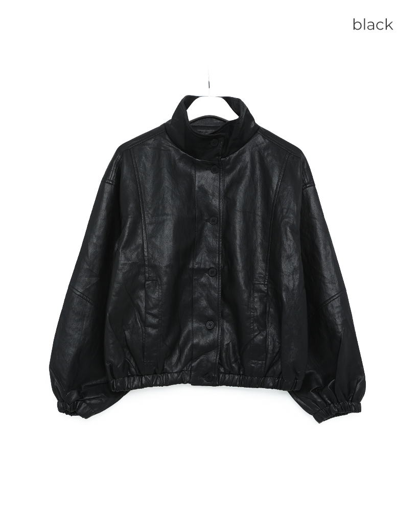 ボタンオーバーサイズレザージャケット | ファッション通販
