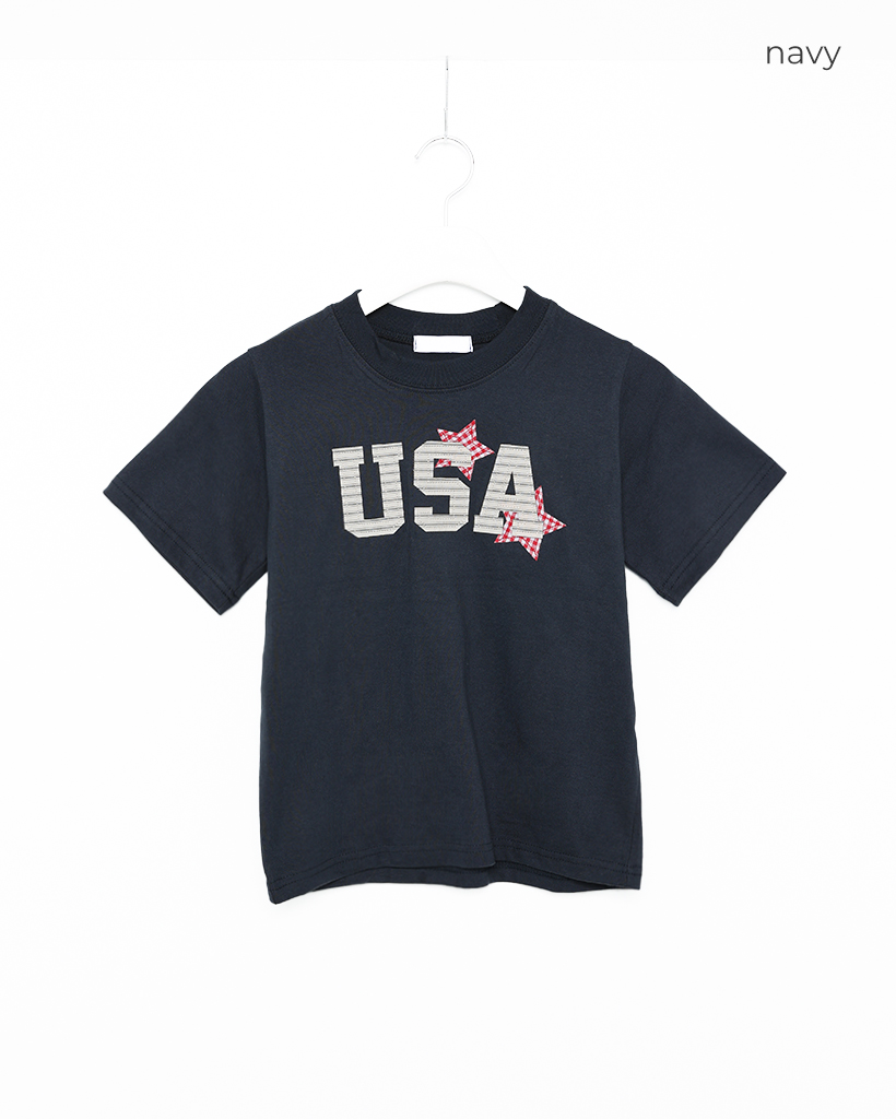USAスターパッチハーフスリーブTシャツ | ファッション通販