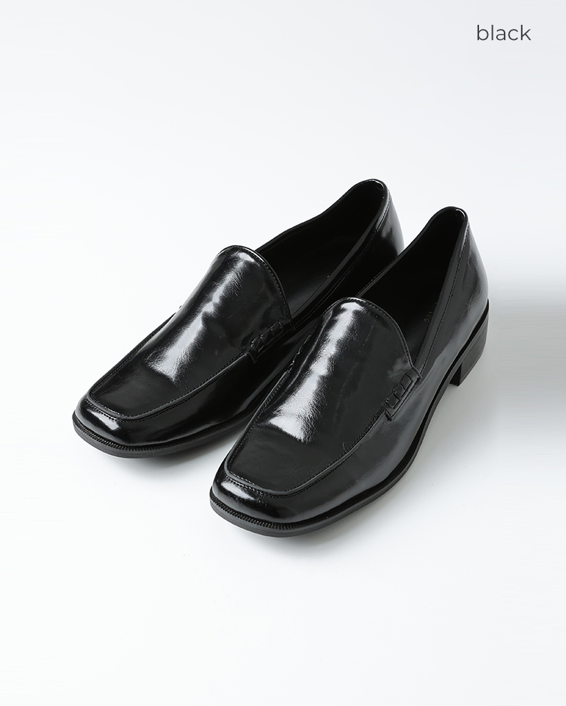 Vintage スクエアトゥ　黒　26cm ローファー Parade ローファー レディース 大人 ヒール 4センチ 痛くない