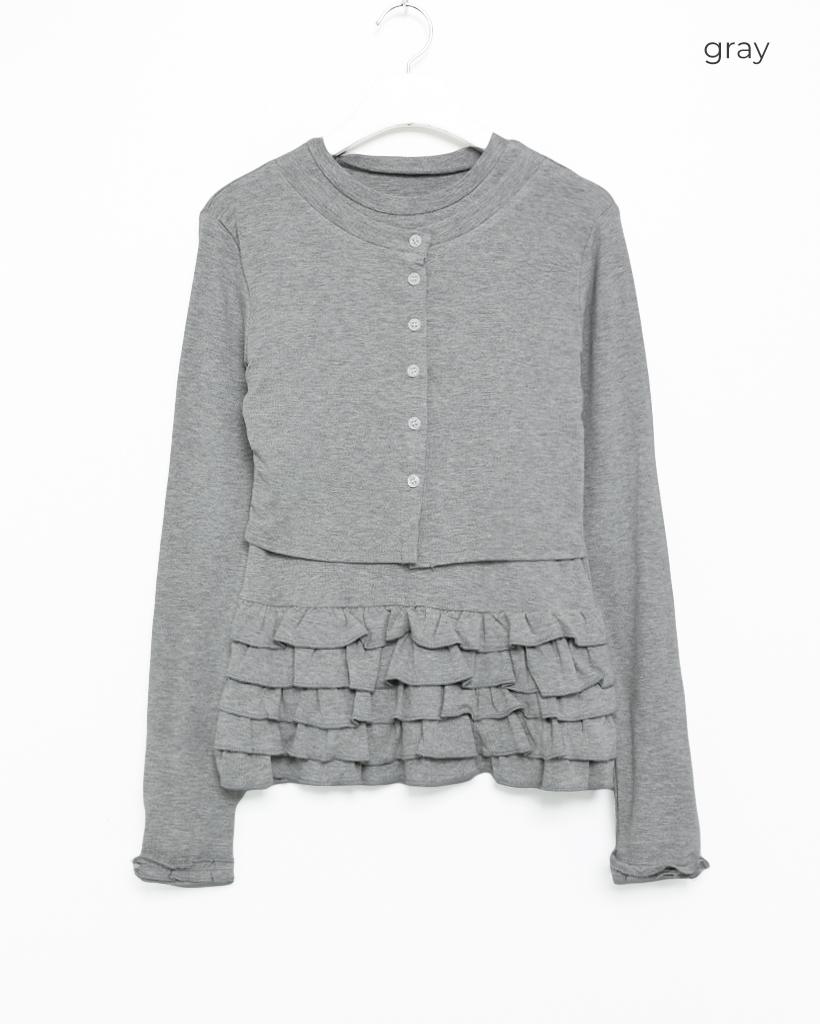 カンカンフリルレイヤードカーディガン | ファッション通販サイト NUGU