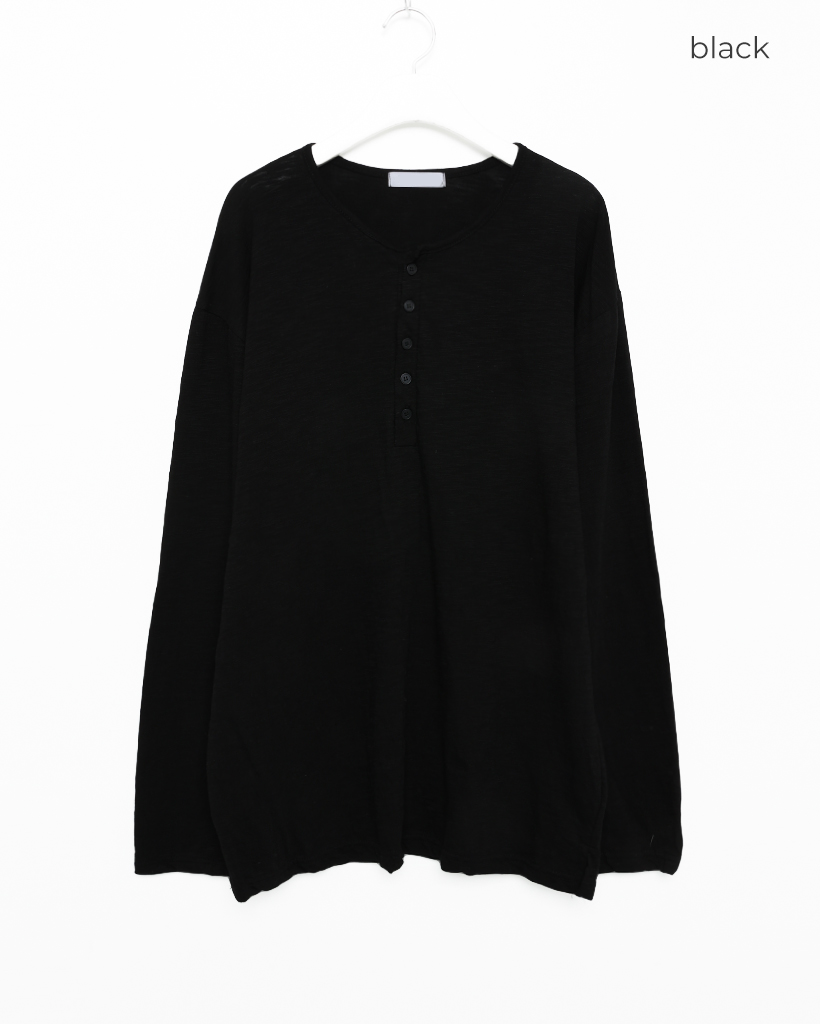 ユニセックス)ベーシックヘンリーネックTシャツ | ファッション通販