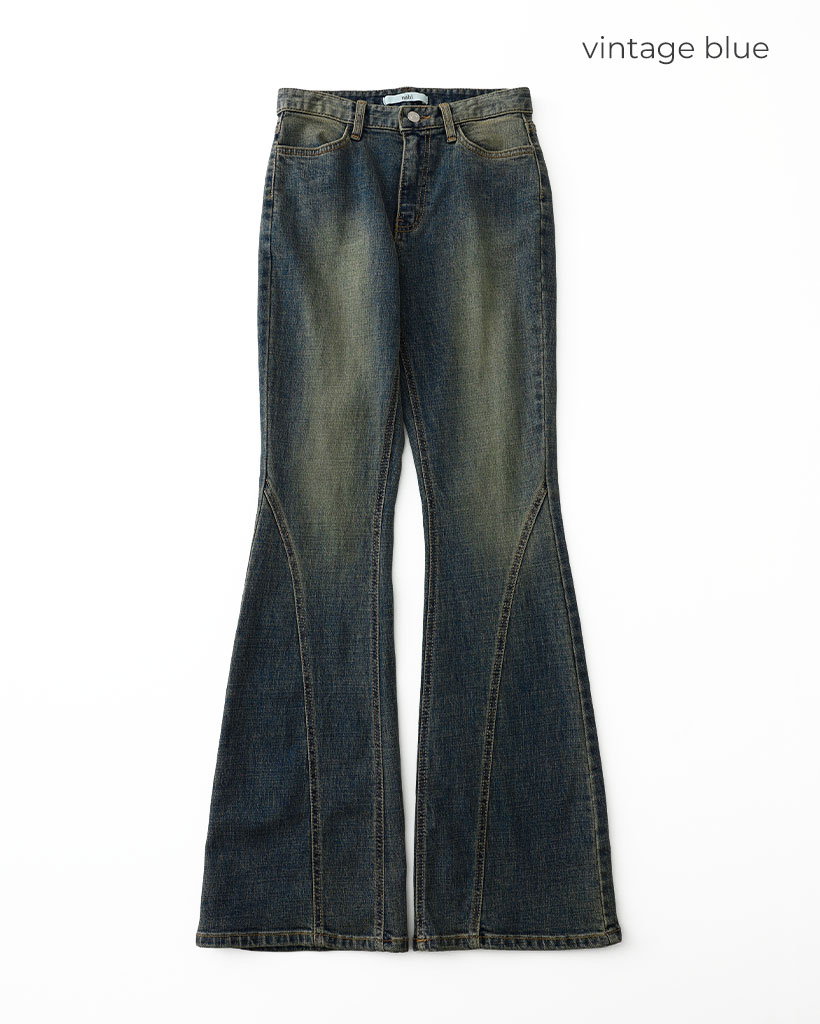 1回再販](ORIGINAL) ウェーブラインブーツカットデニムパンツ