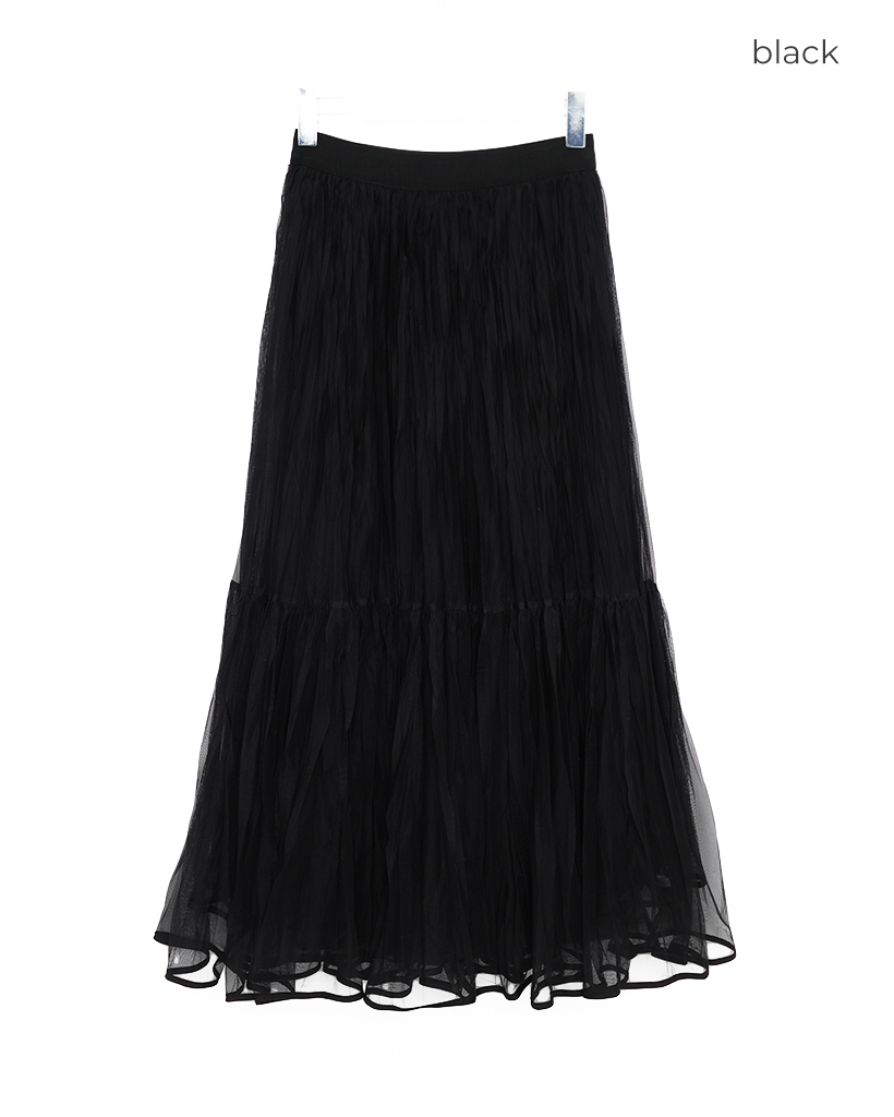 【Dream】黒スカート2905 メッシュディテールロングスカート | ファッション通販サイト NUGU