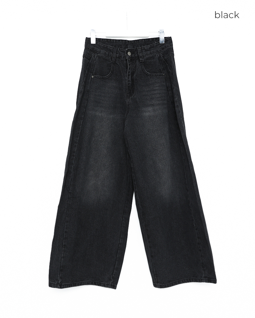 OAF /FOLD WAIST DENIM ブラック　ワイドデニム ブラックワイドデニムパンツ | ファッション通販サイト NUGU
