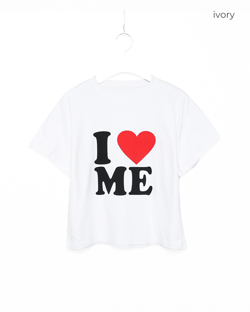 アイラブミーセミクロップドハーフTシャツ | ファッション通販