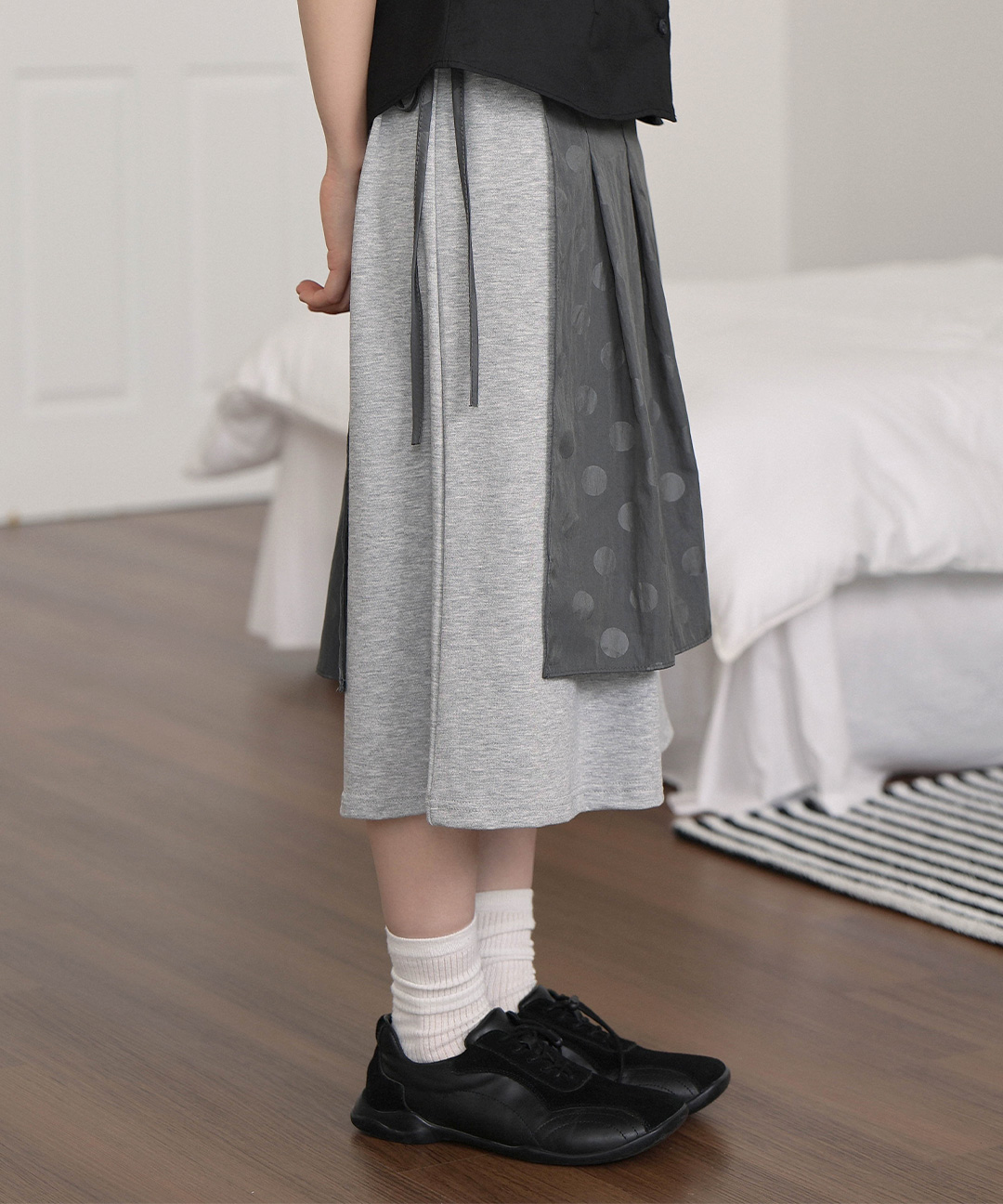 ドットレイヤードラップミドル丈ゴムスカート | ファッション通販