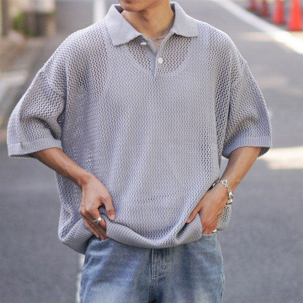 nknit リブ編み ホワイトポロシャツ♡ スビンプラチナム ニットポロシャツ｜商品一覧｜＋CLOTHET ONLINE