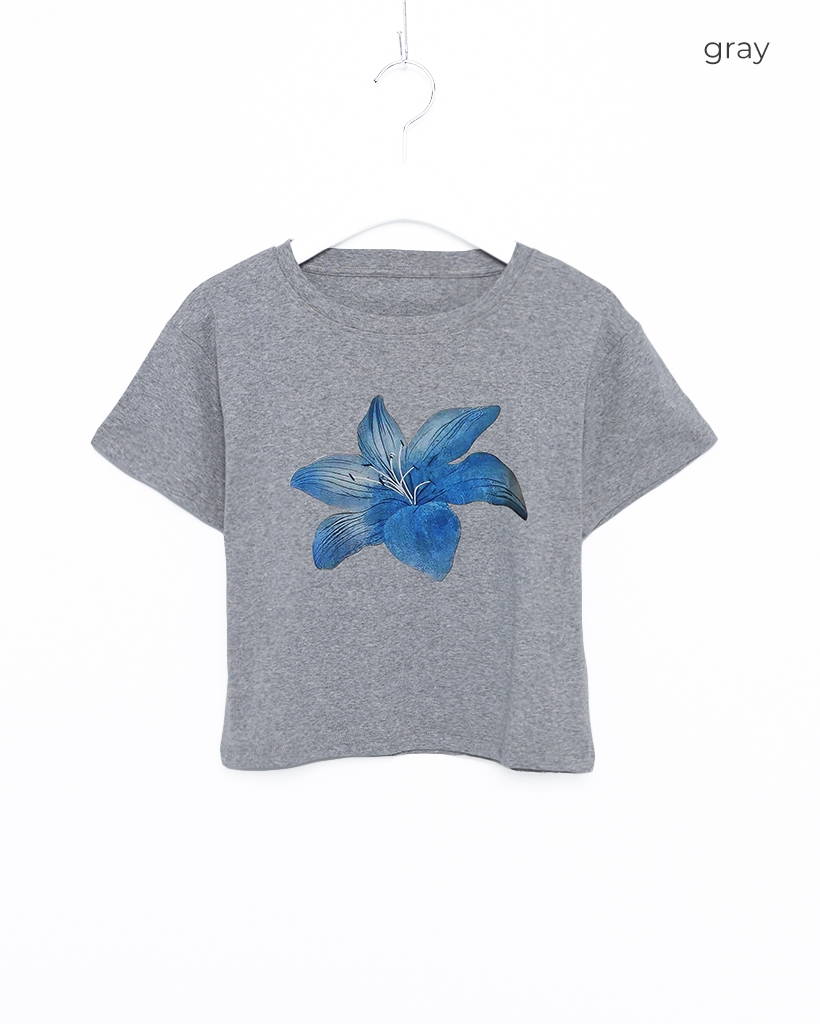 ブルーハイビスカスクロップドスリムTシャツ | ファッション通販