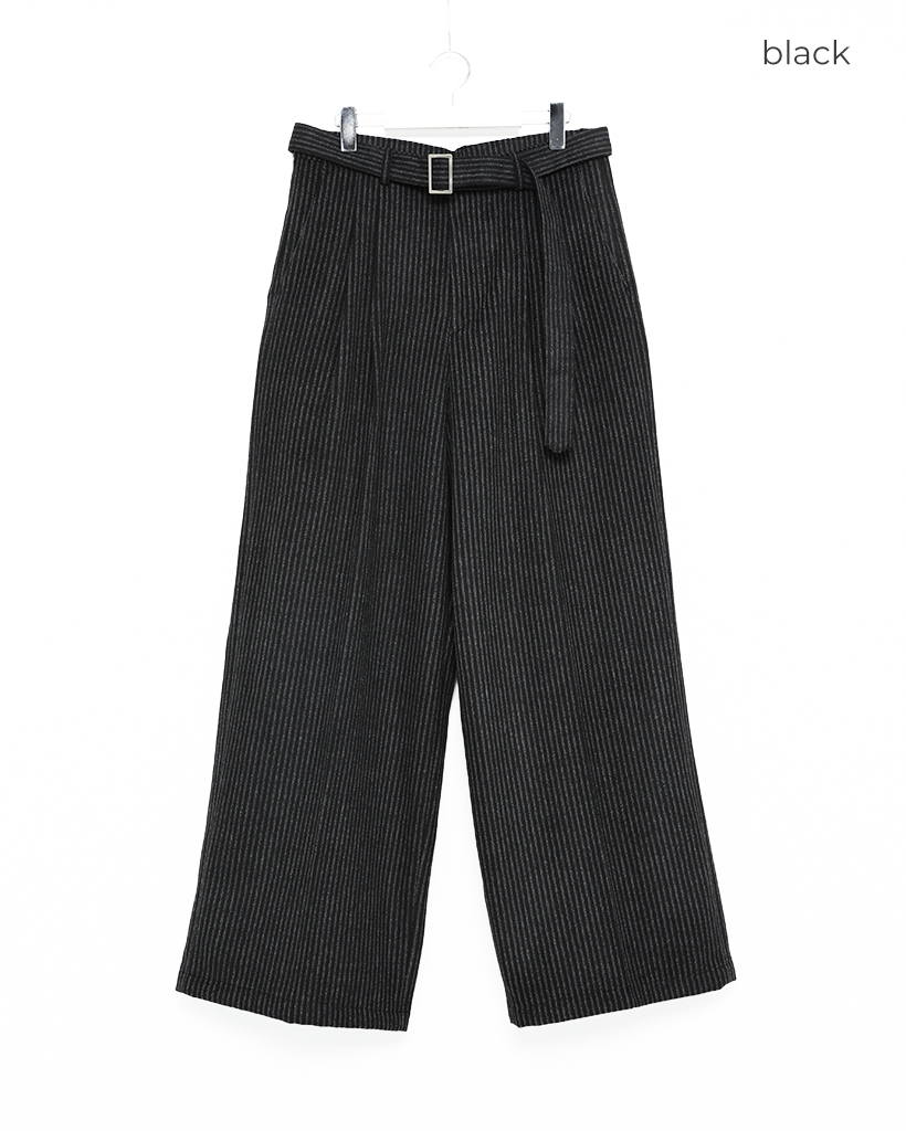 ベルト付きストライプワイドスラックス | ファッション通販サイト NUGU