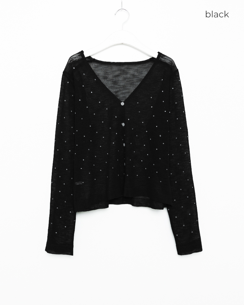 【美品】  SHUSHU/TONG / シュシュ/トング | カットオフ サムホール ニット カーディガン | 10 | ブラック | レディース カーディガン FSDETO26 | SHUSHU TONG (Women)/シュシュ