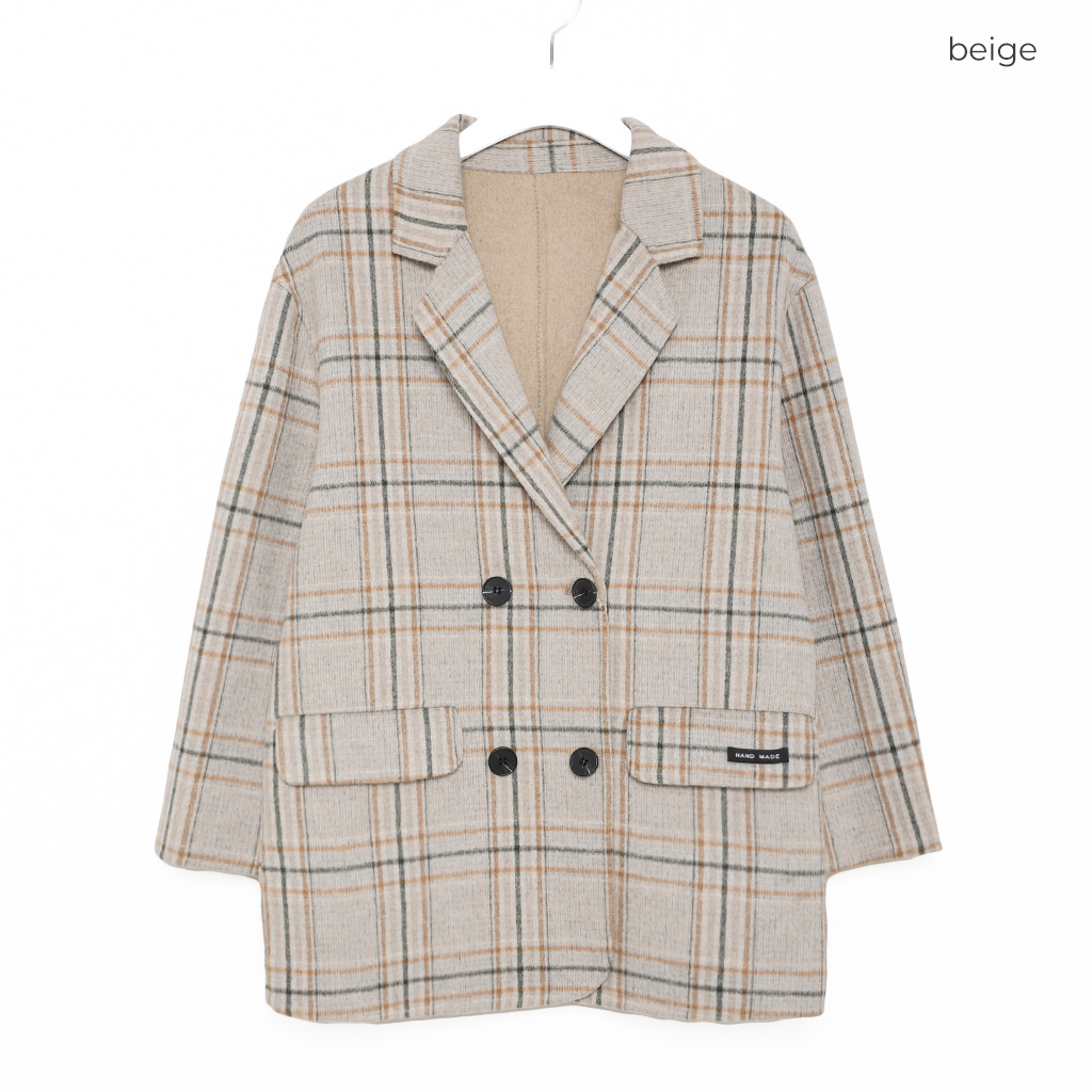 ダブルボタンウールチェックジャケット | ファッション通販サイト NUGU