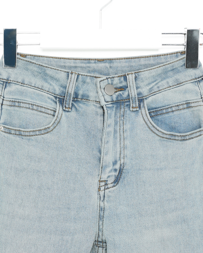 レースリボン付きブーツカットデニム リボンレースブーツカットスタイルデニム – charme