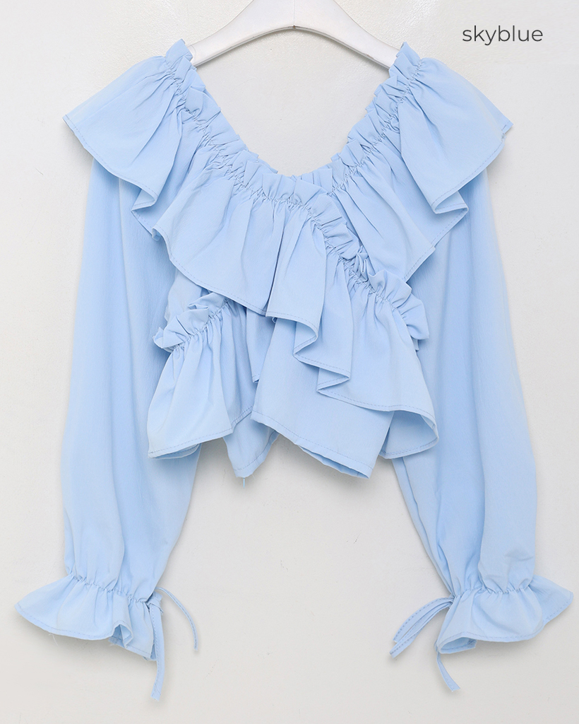 秋再入荷]Vネックフリルブラウス | ファッション通販サイト NUGU