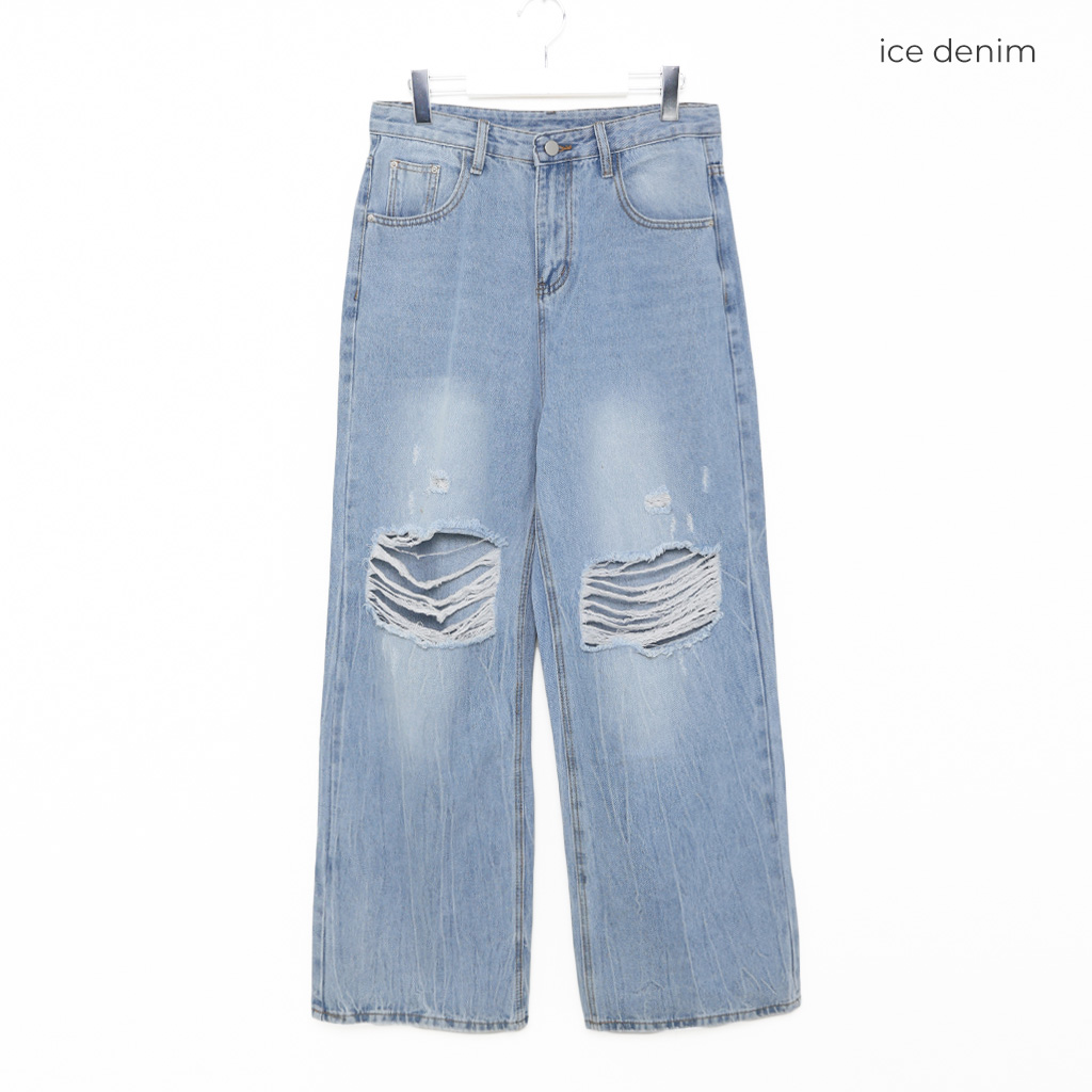 ワイドダメージデニムパンツ | ファッション通販サイト NUGU
