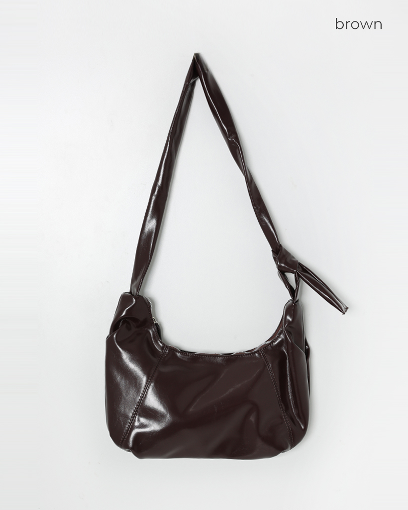 エナメルレザーホーボーノットショルダーバッグ | ファッション通販