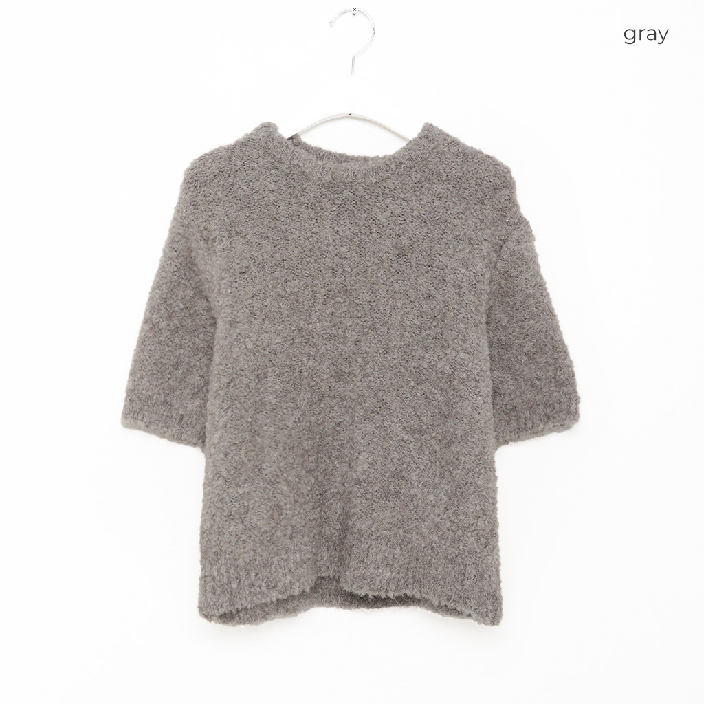 kkk 新品 エクストラロングスリーブニット ブークレショートニット ブークレショートスリーブニット | ファッション通販サイト NUGU